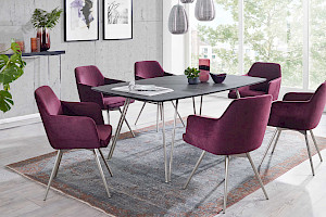 Tischgruppe Esszimmer Z21173-1 - Steinoptik modern