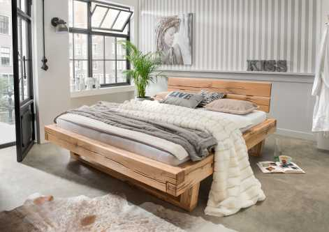 Balkenbett Z22180 - massiv Wildeiche
