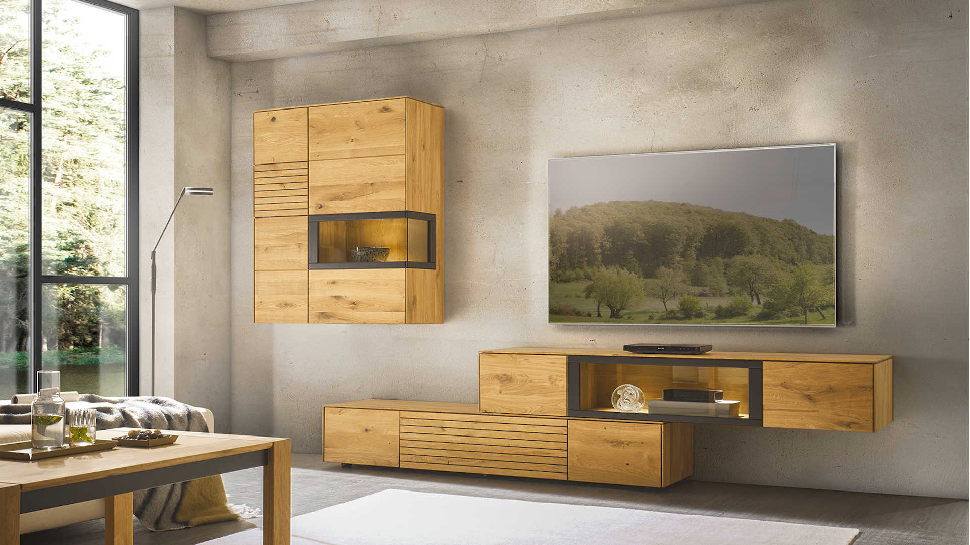 Wohnwand Z22166-1 - Kastanie massiv