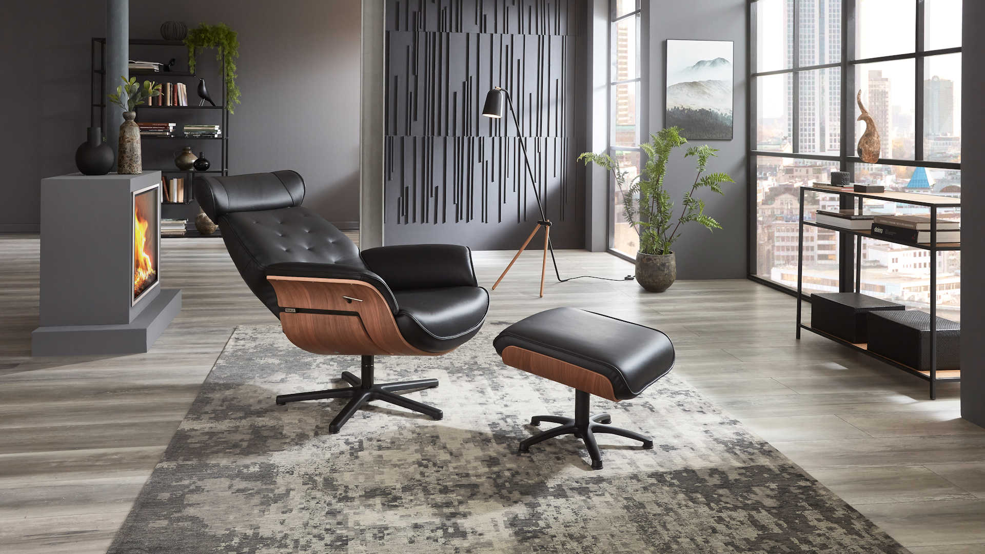 Fernseh- und Relaxsessel Z22209 - Leder, Holzformschale