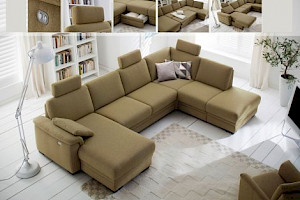 Polstergarnitur Z22267-1 - Stoffbezug, Ecke-2.5-Sitzer-Longchair, Relaxfunktion, Querschläfer