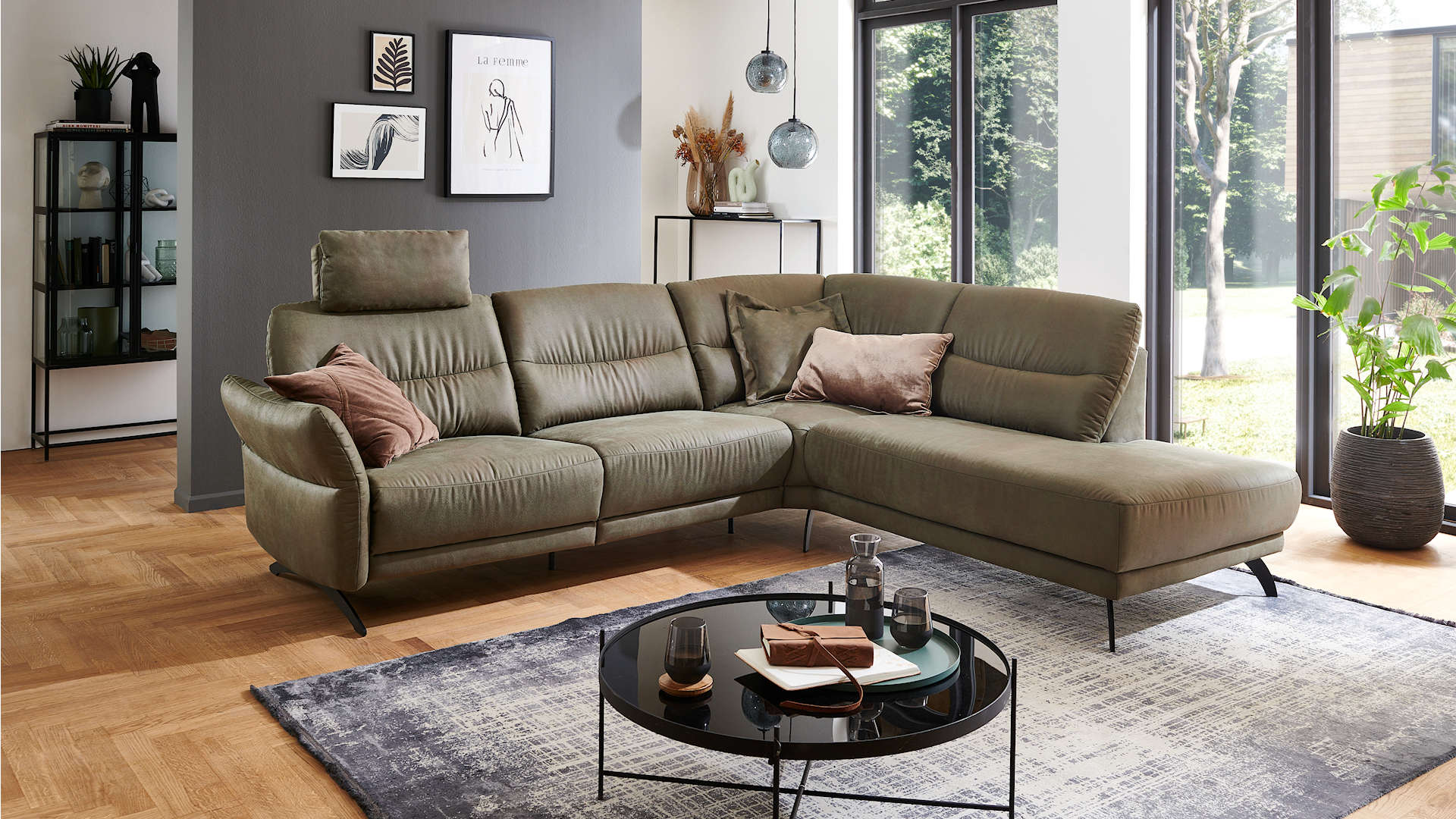 Polstereckgarnitur Z22324- modern in oliv