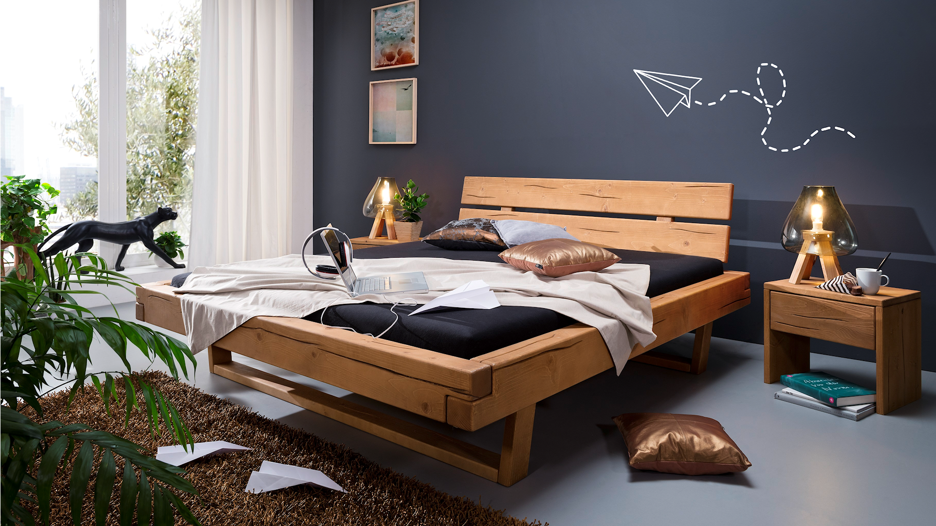 Balkenbett Massivholz Z21793