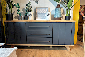 H&H Jardin Sideboard Lack anthrazit / Eiche natur