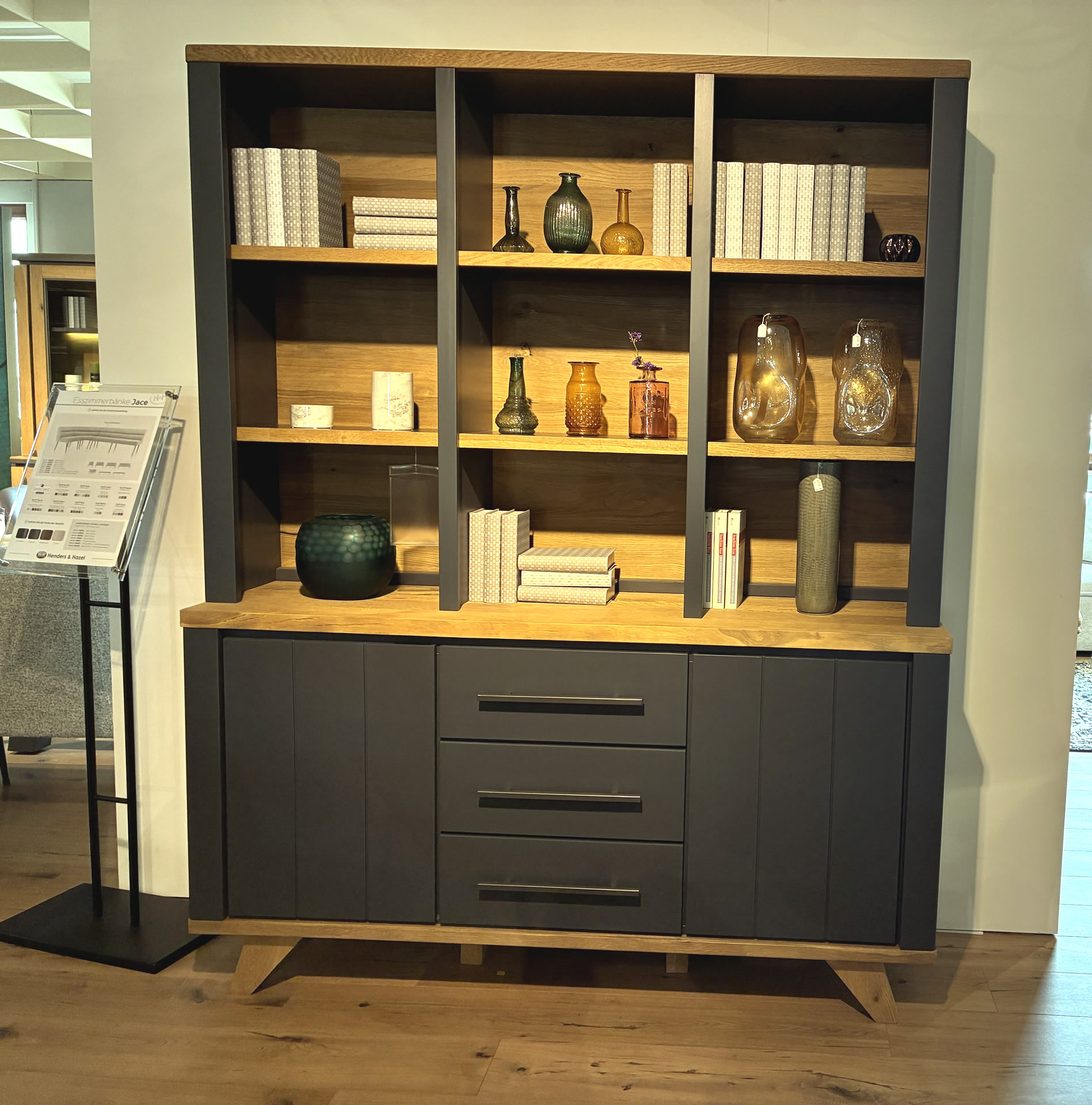 H&H Jardin Buffet in Lack anthrazit / Eiche