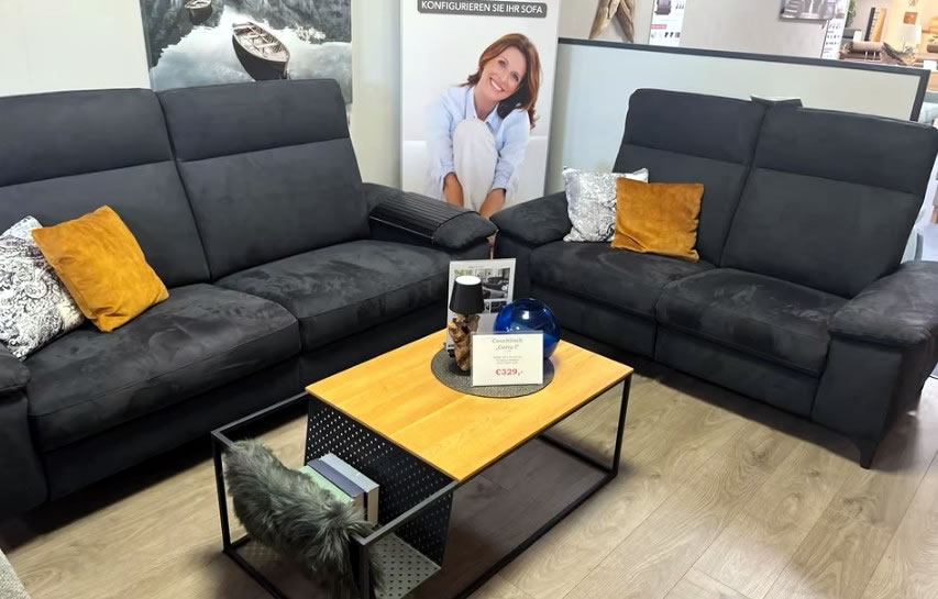 Sofa Garnitur 2-Sitzer und 3-Sitzer schwarz/anthra