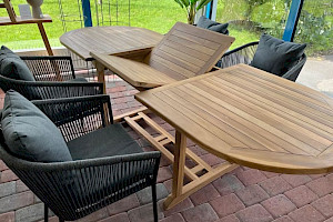 KOMPLETTSET Gartentisch Teak massiv ausziehbar mit